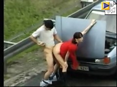 3 voyeur videos - Wild fast fuck from behind by the broken car