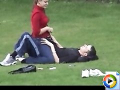 3 voyeur videos - Mouth to mouth kisses and petting on the lawn