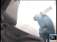 6 voyeur videos - Observer captures both a senior and a younger lady in a restroom setting Part 1